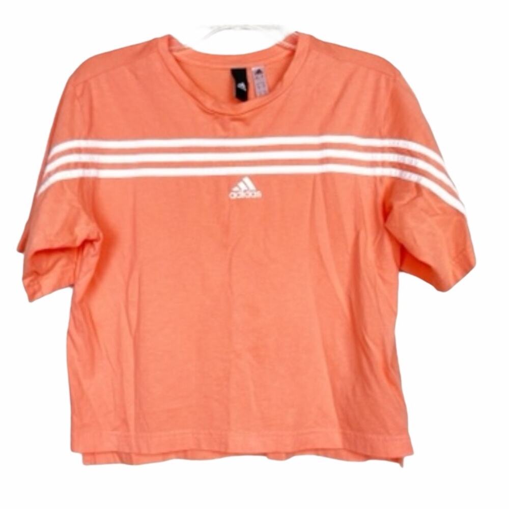 Adidas Peach Short Sleeve Cropped T Shirt Sz S